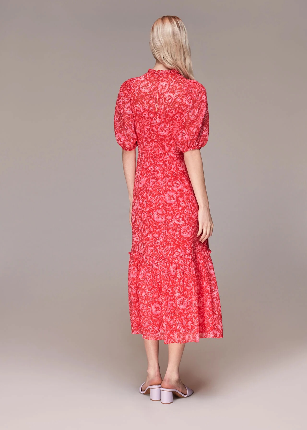 Whistles Clouded Floral Midi Dress back view
