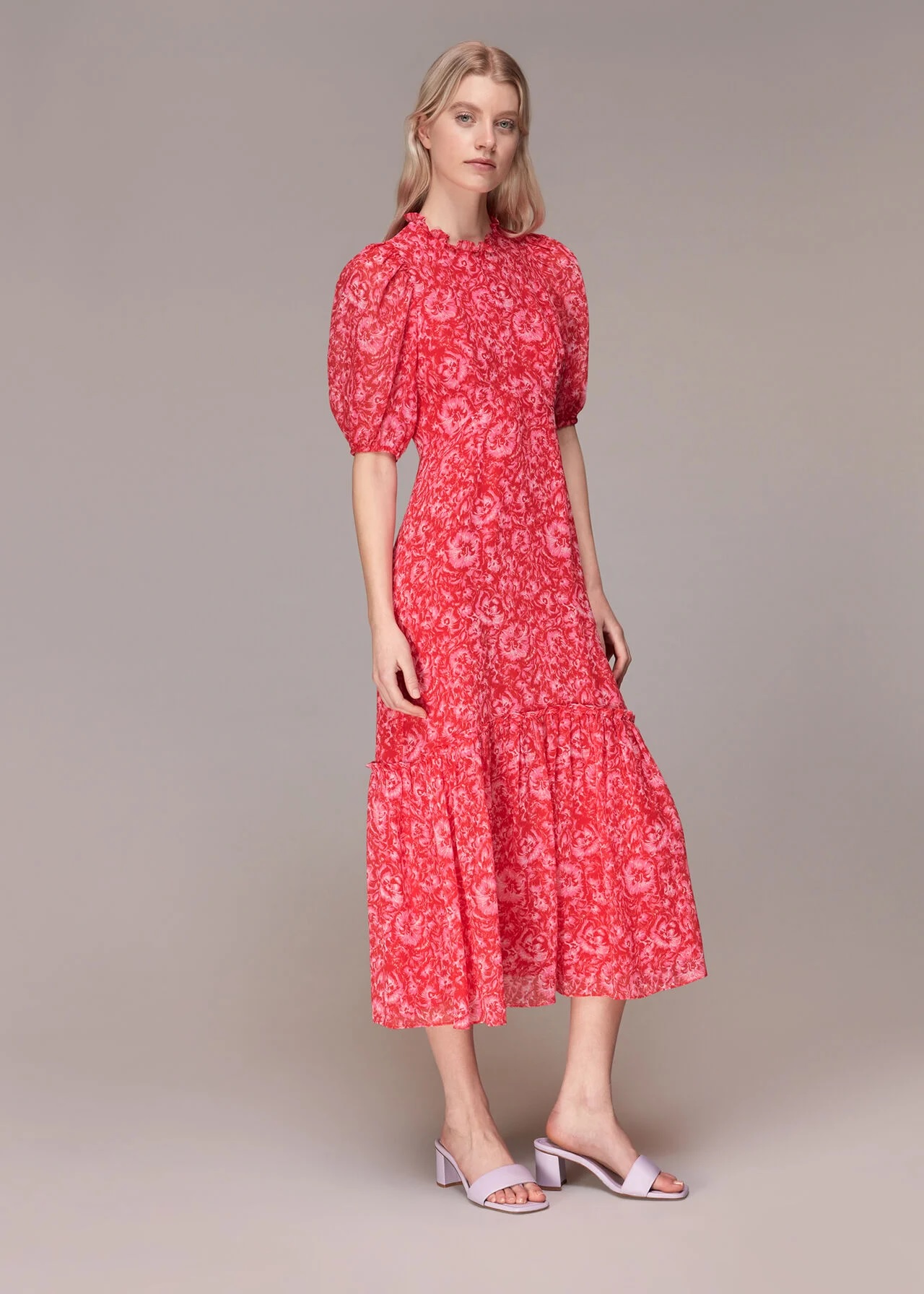 Whistles Clouded Floral Midi Dress