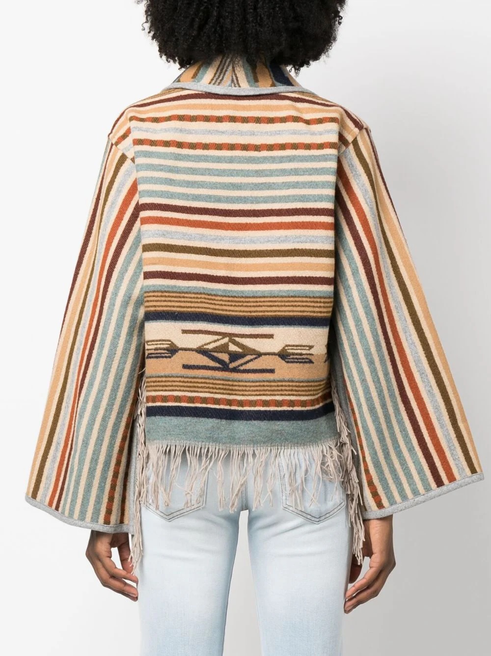 Jessie Western Fringe Detail Striped Cropped Jumper back view