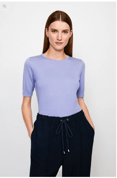 Karen Millen Merino Wool Short Sleeve Crew Neck Jumper
