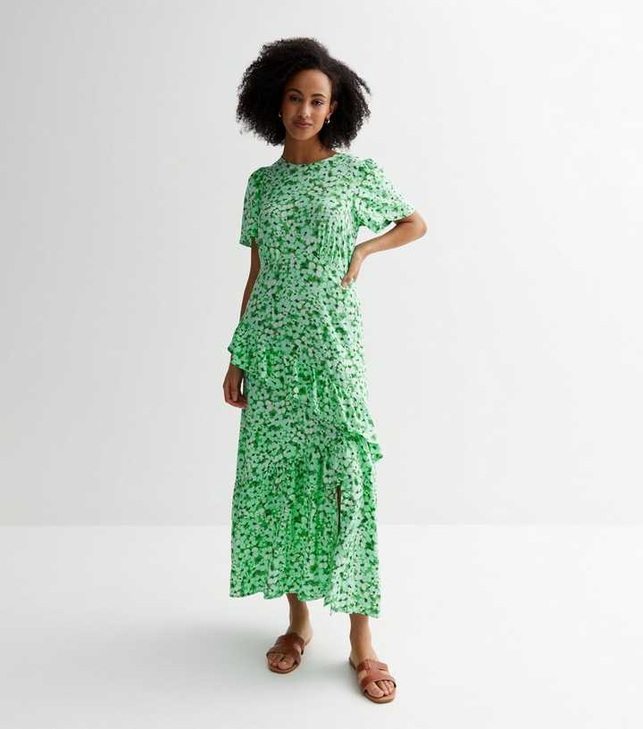 New Look Green Floral Tiered Midaxi Dress
