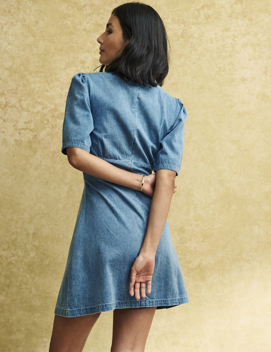 Nobodys Child Denim Daisy Collared Mini Dress back view