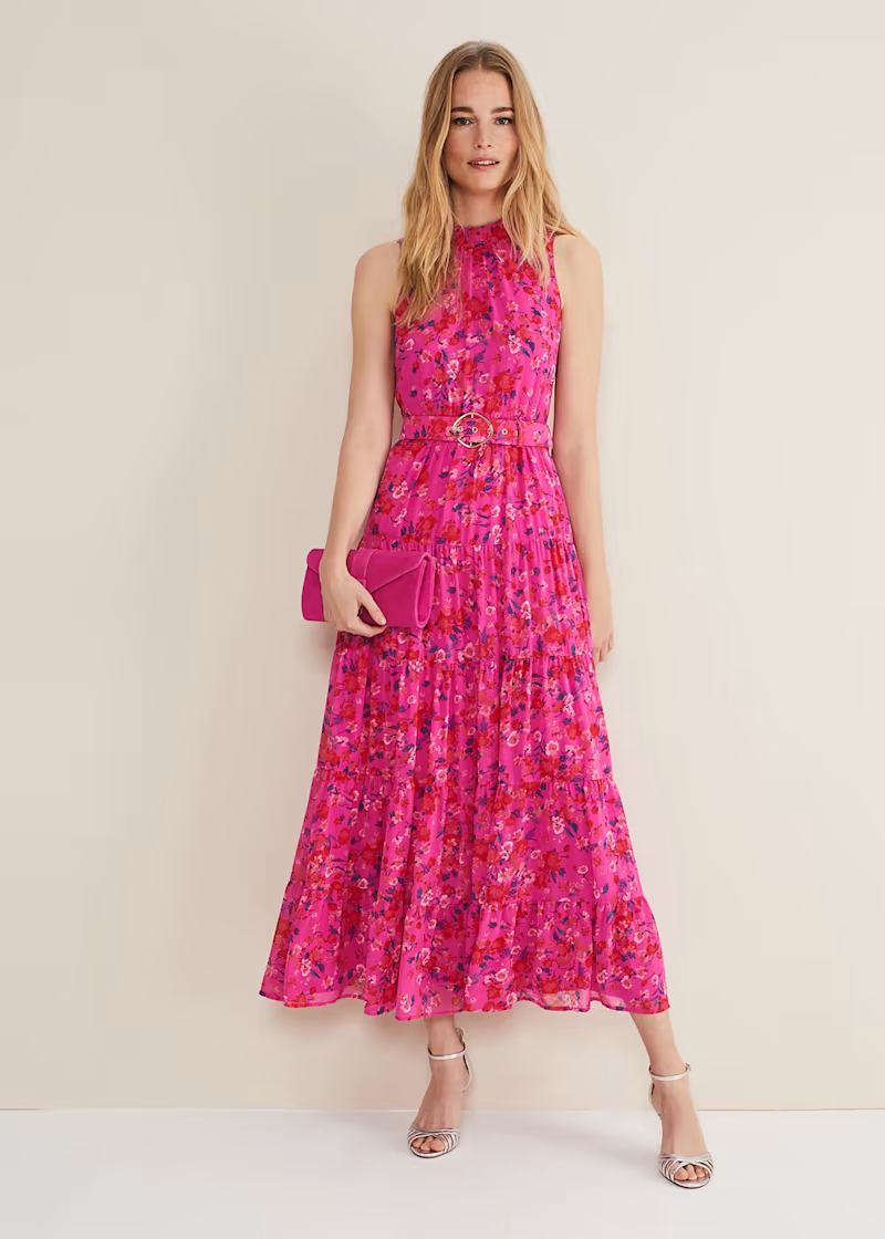 Phase Eight Kara Tiered Belted Floral Maxi Dress