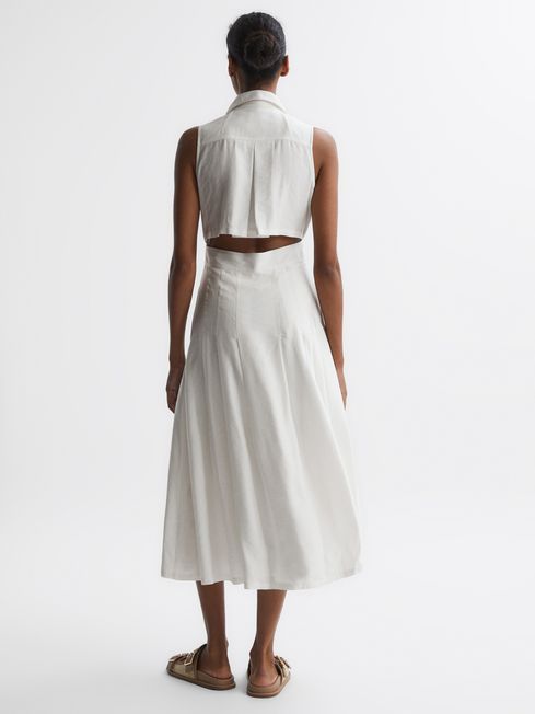 Reiss Milena Button Front Midi Dress back view