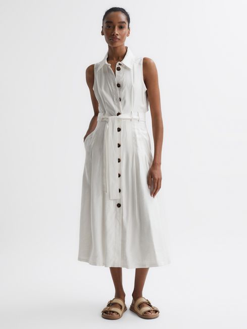 Reiss Milena Button Front Midi Dress