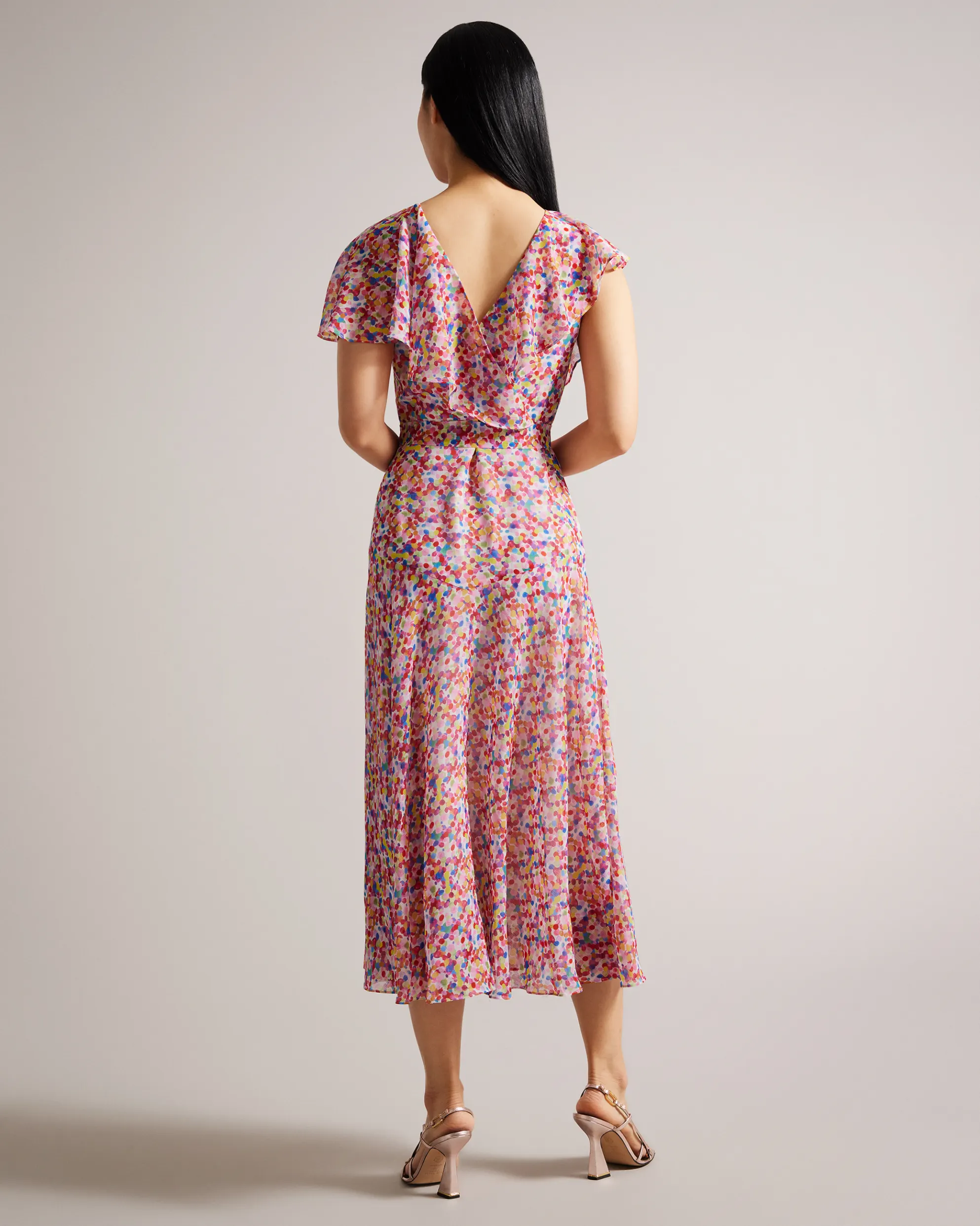 Ted Baker Priiyah Midaxi Belted Tea Dress With Ruffles back view