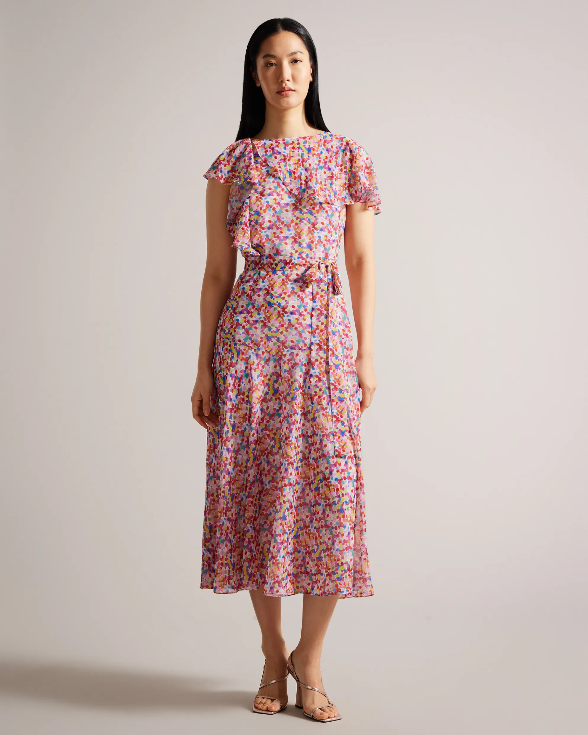 Ted Baker Priiyah Midaxi Belted Tea Dress With Ruffles