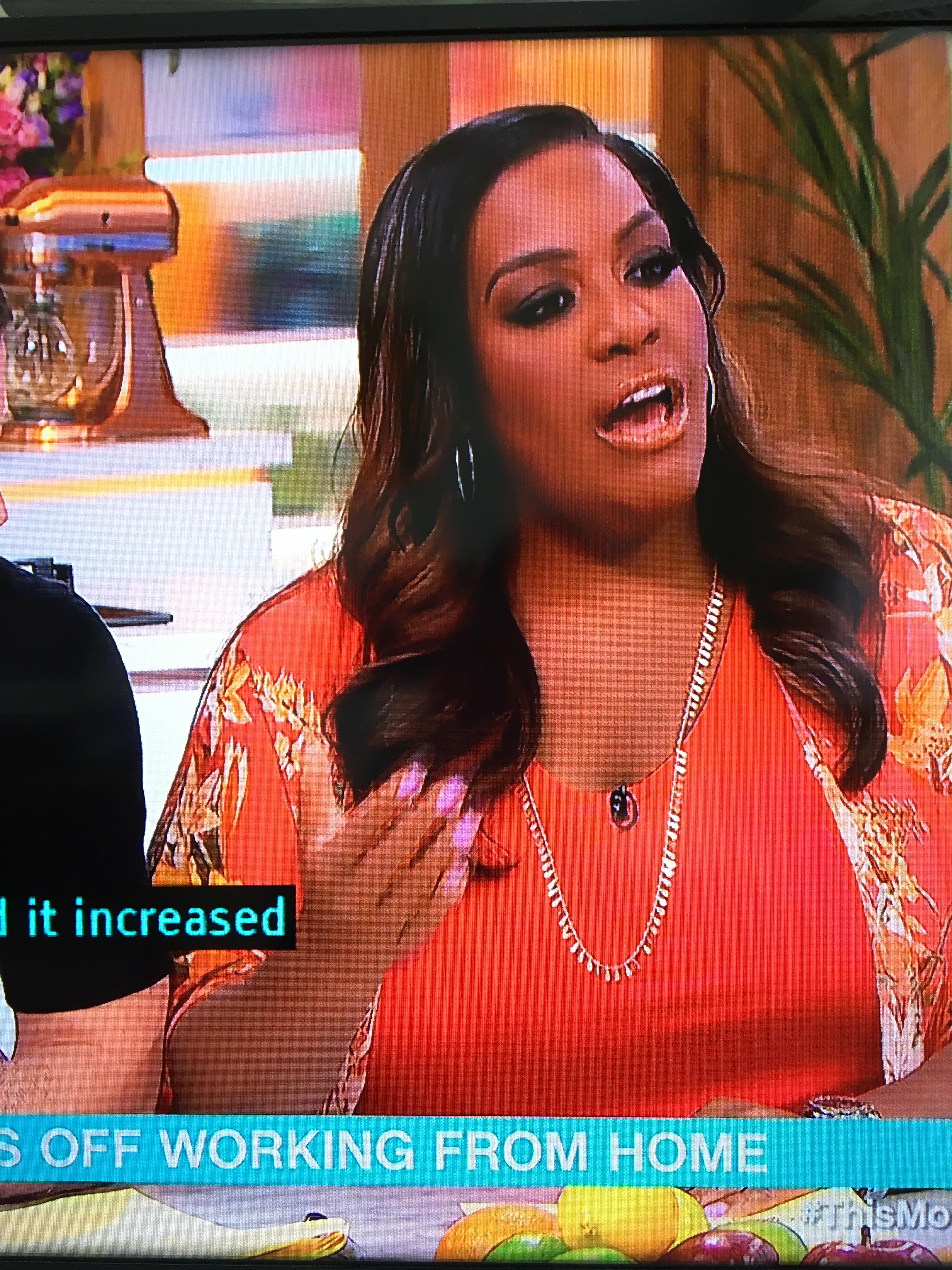 where to get all Alison Hammond This Morning outfits orange tropical print kimono 9 June 2023 photo ITV