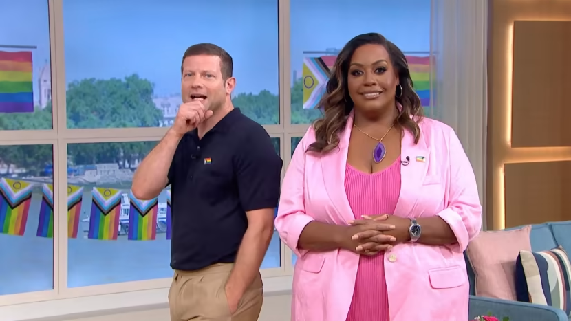 where to get all Alison Hammond This Morning outfitspink blazer pink v neck knitted midi dress 30 June 2023 Photo ITV