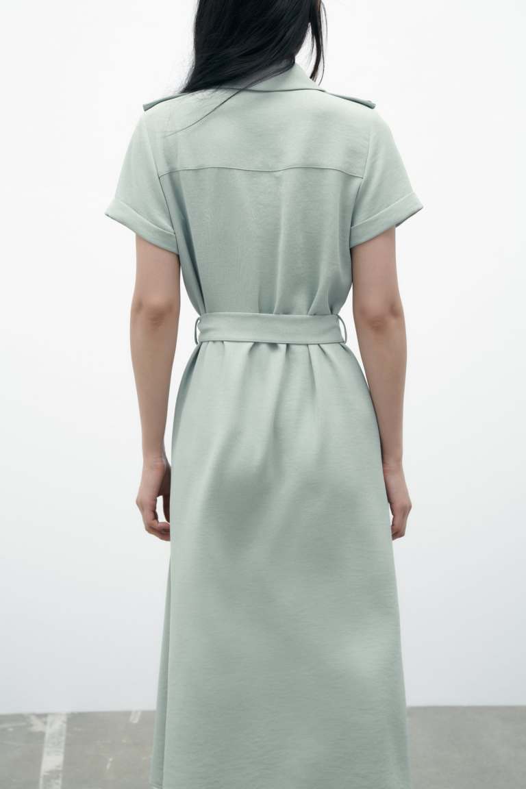 Zara Shirt Dress With Belt back view