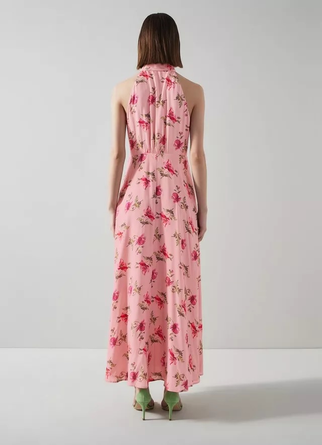 LK Bennett Flori Poppy Silk Cut Away Dress back view