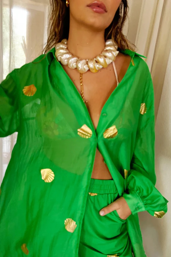 Never Fully Dressed Green Shell Shirt