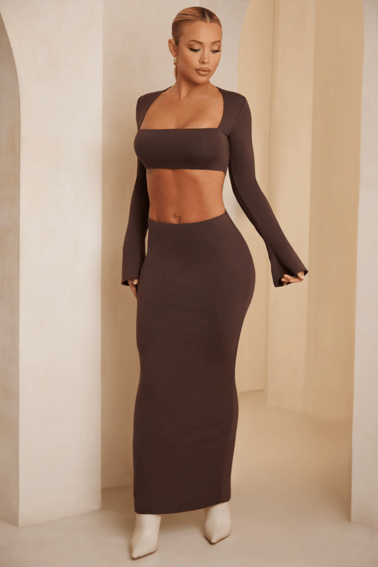 Oh Polly Jomana Low Rise Bodycon Maxi Skirt