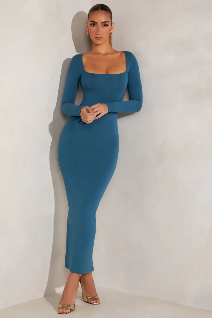 blue dress for baby girl Embellished Bandeau Cowl Neck Maxi Dress in Light Blue - 6 main image 1