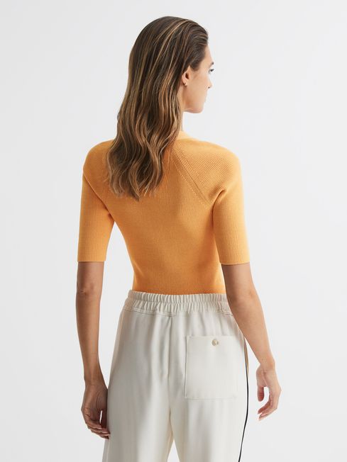 Reiss Tina Square Neck Ribbed Top back view