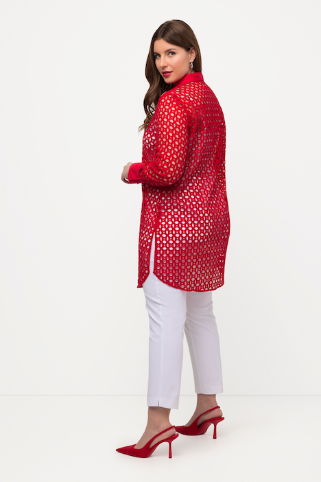 Ulla Popken Sheer Broderie Anglaise Tunic Shirt back view