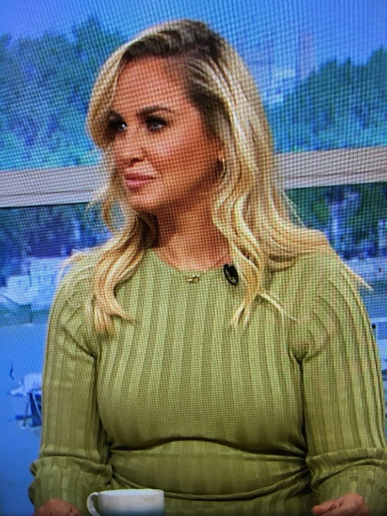 where to get all Josie Gibson This Morning dresses green ribbed bodycon knit maxi dress 18 August 2023 photo ITV