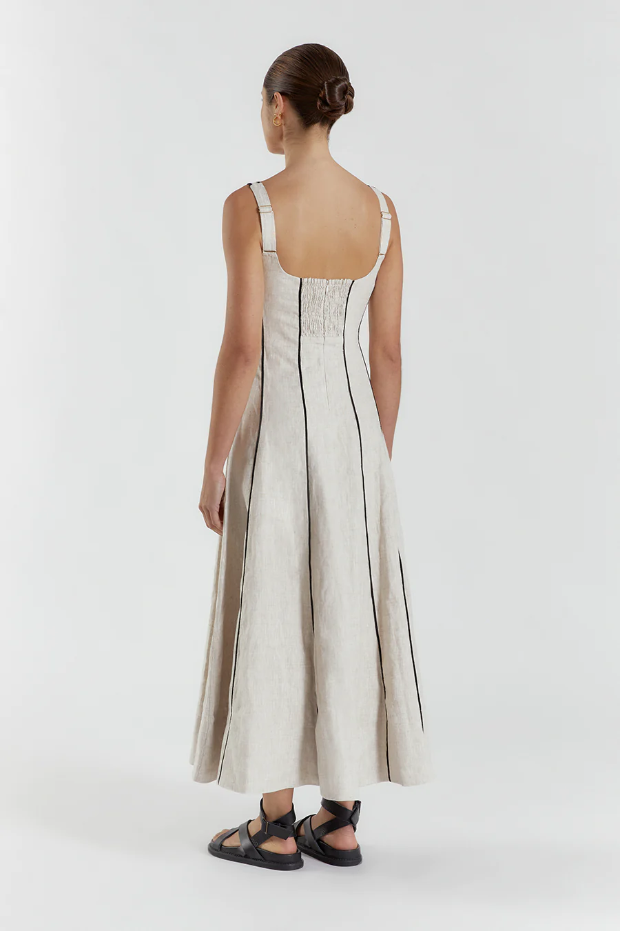 Dissh Beck Natural Linen Midi Dress back view