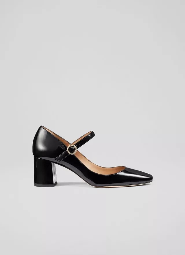 LK Bennett Winter Black Patent Leather Mary Janes