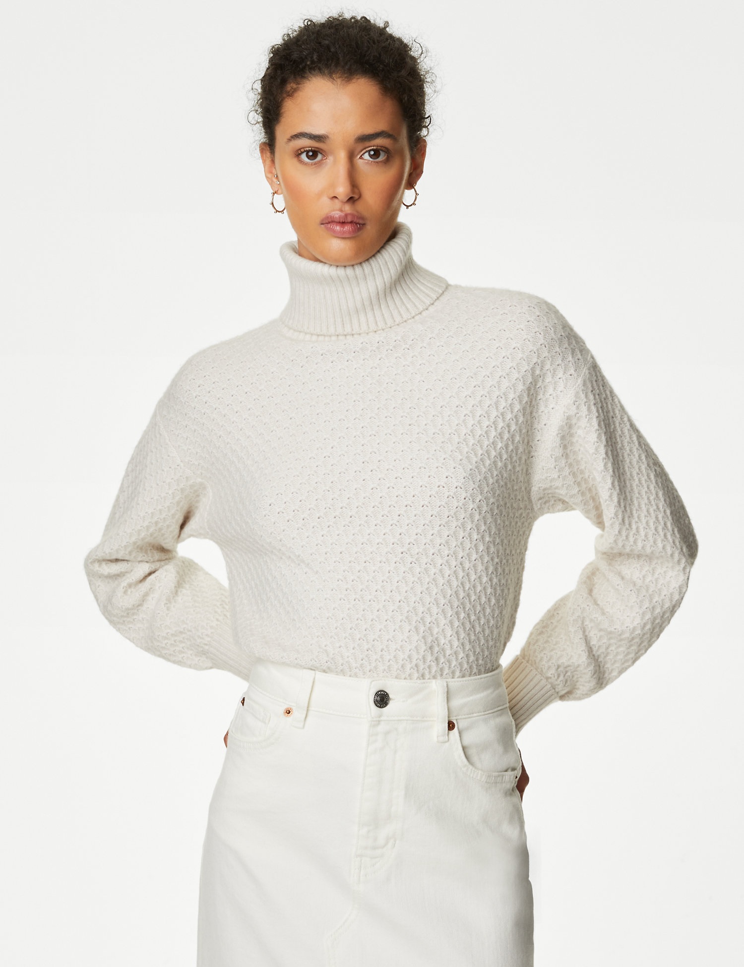 M&S Textured Roll Neck Jumper