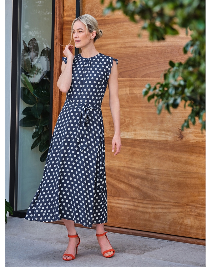 Pure Collection Ruffle Sleeve Belted Midi Dress