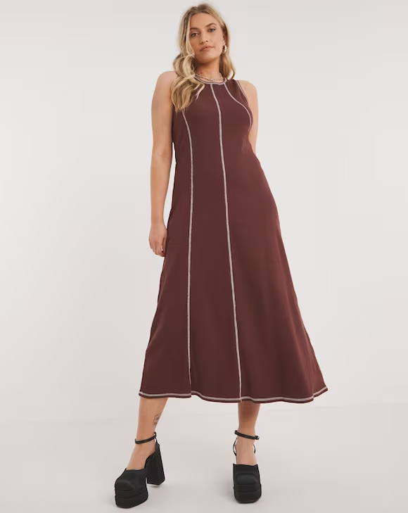 Simply Be Contrast Stitch Midaxi Column Dress