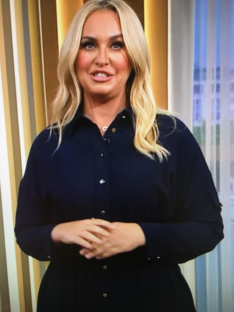 where to get all Josie Gibson This Morning dresses navy blue belted midi shirt dress 13 september 2023 Photo ITV