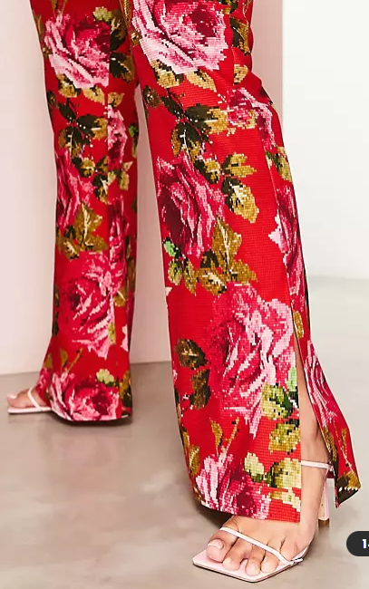 ASOS LUXE Curve pixelated rose suit trouser
