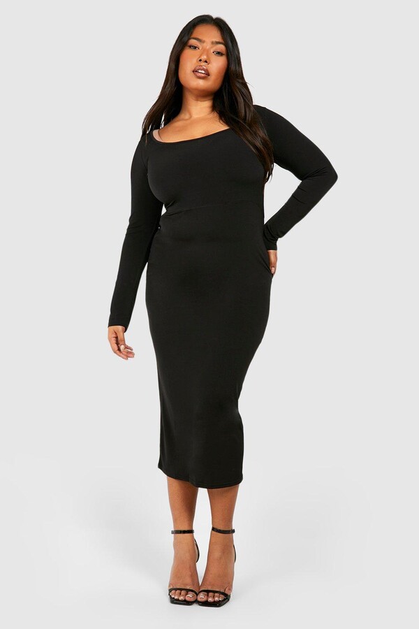 Boohoo Plus Slinky Scop Neck Midaxi Dress