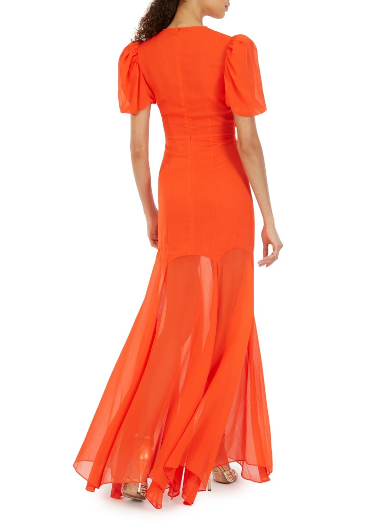 De La Vali Agua Red Maxi Dress back view