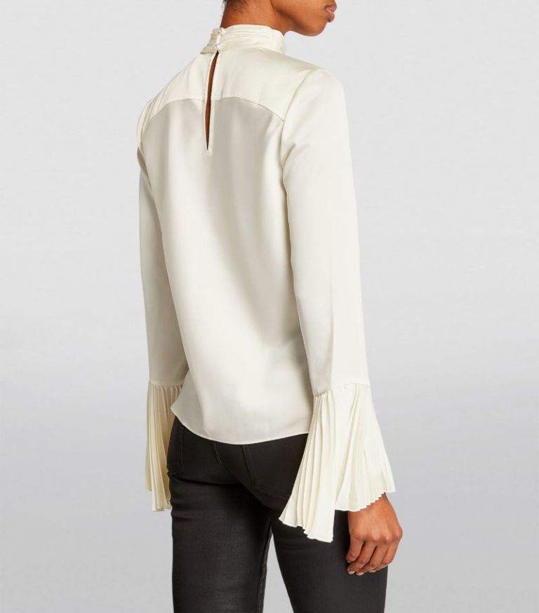 Me + Em Satin Pleated sleeve Blouse back view