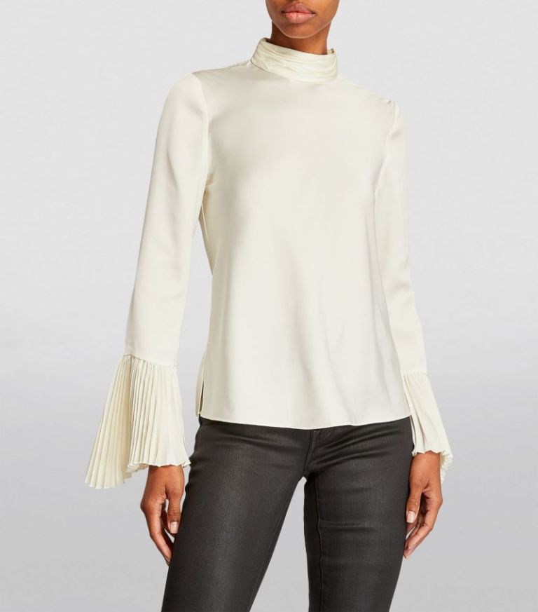 Me + Em Satin Pleated sleeve Blouse