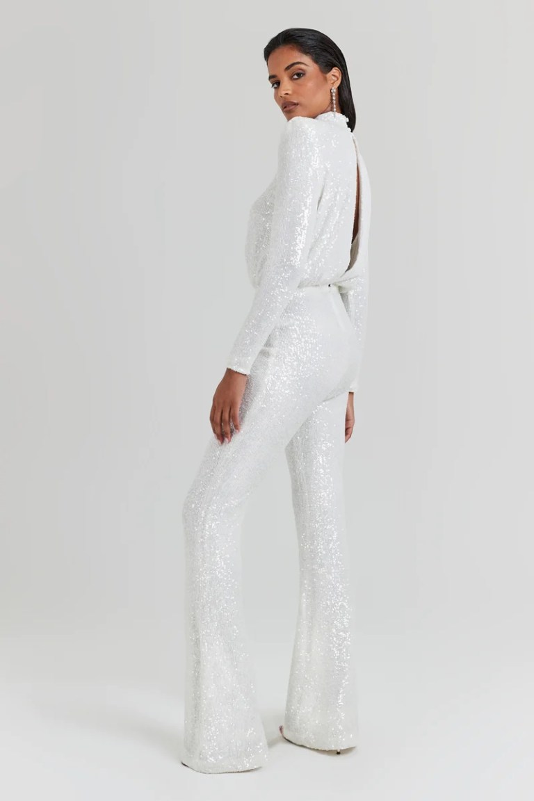 Nadine Merabi Heidi White Jumpsuit back view