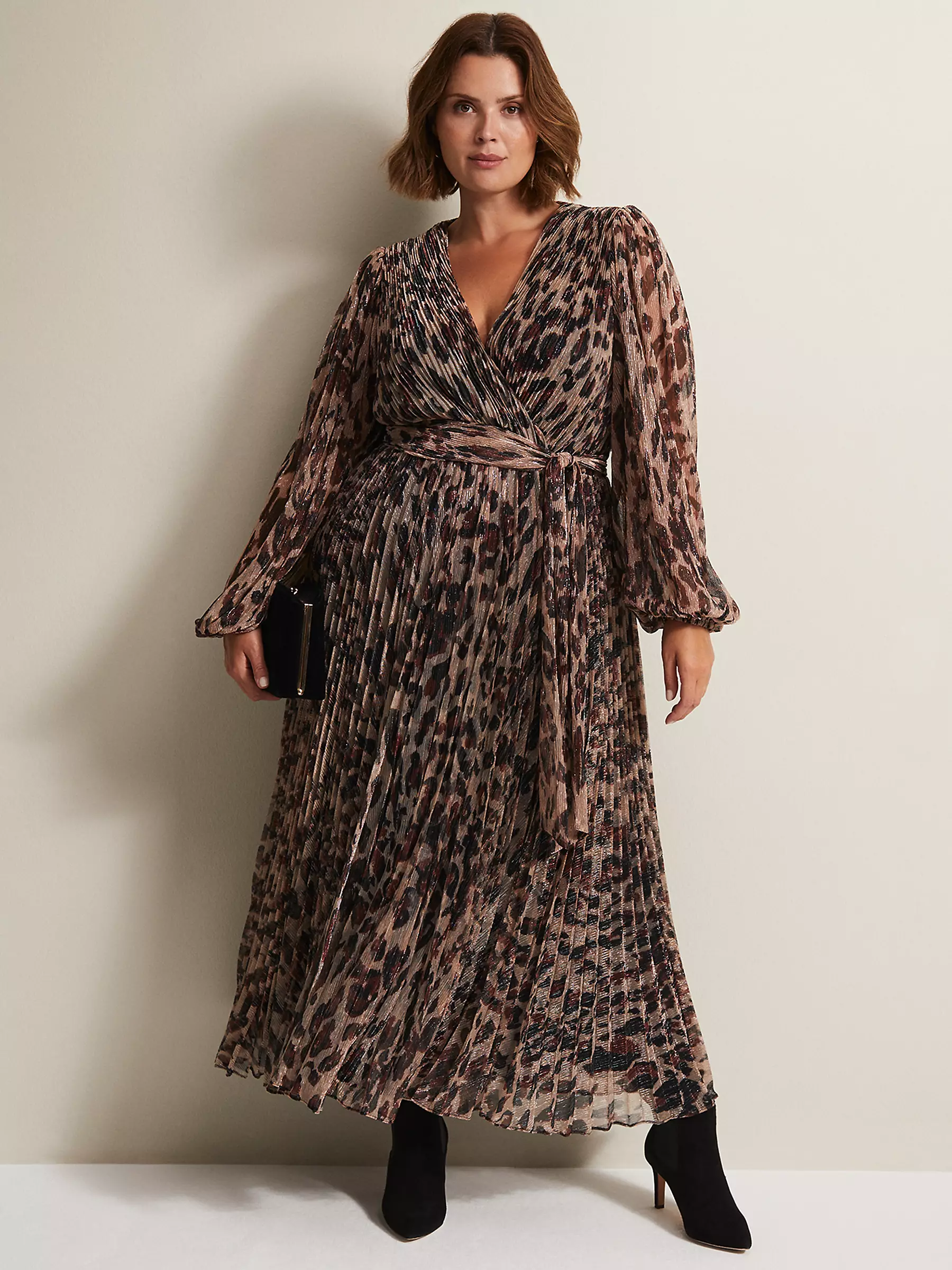 Phase Eight Jovie Leopard Print Plisse Maxi Dress, Multi