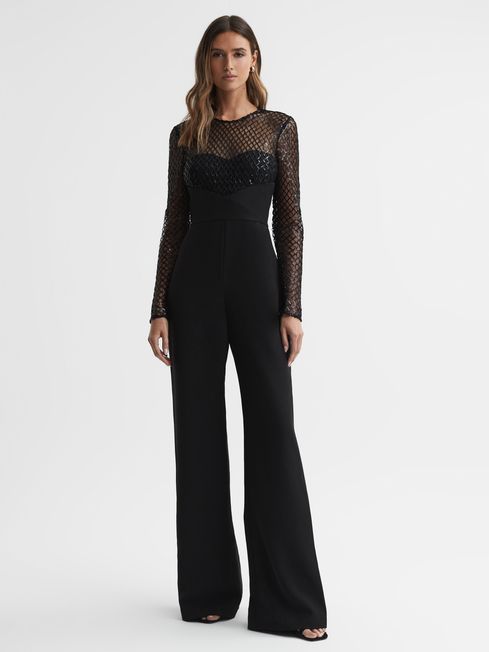 Reiss Jac Halston Embellished Lattice Jumpsuit