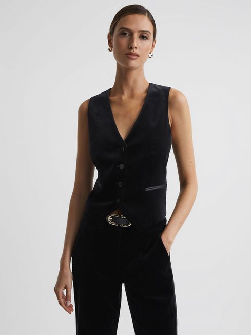 Reiss Opal Fitted Velvet Waistcoat