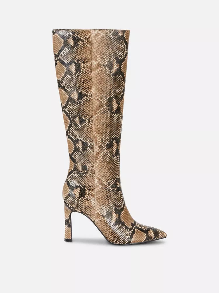 Rita Ora Snake Print Knee-High Boots