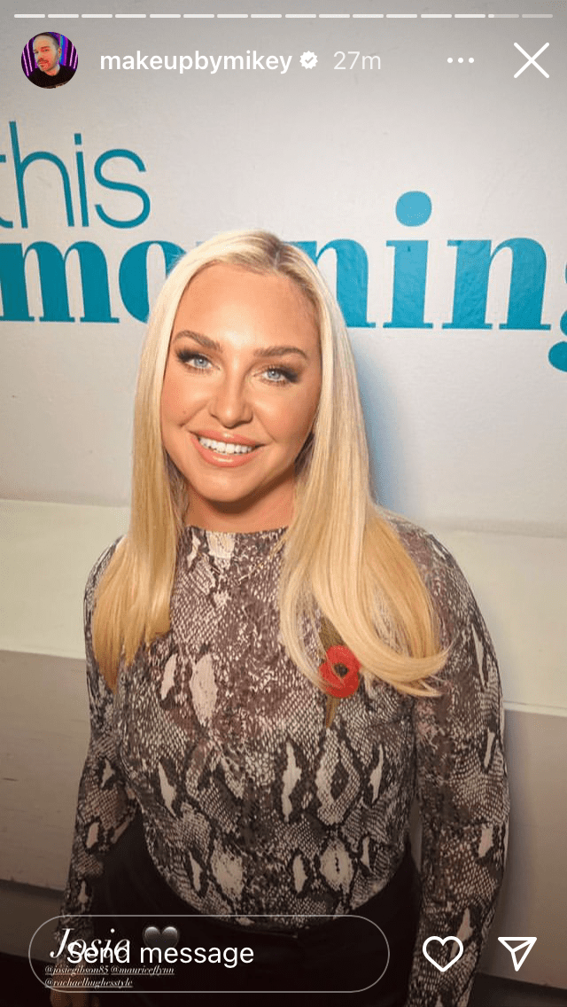 where to get all Josie Gibson This Morning outfits snakeskin print top black midi pencil skirt 1 November 2023 Photo Mikey Phillips