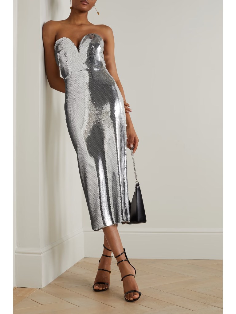 Alex Perry Hunter strapless sequined crepe midi dress