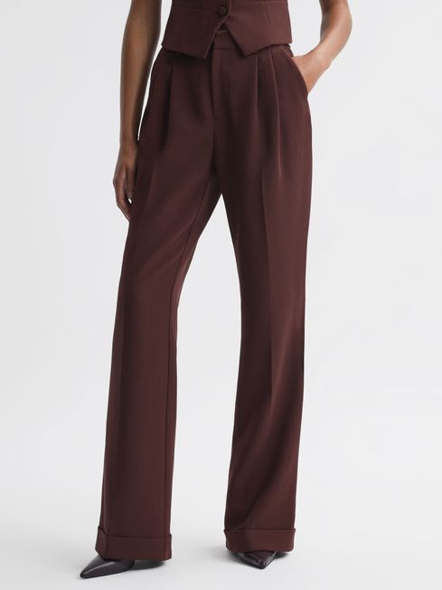 Reiss Aracelli Paige High Rise Rolled Hem Suit Trouser