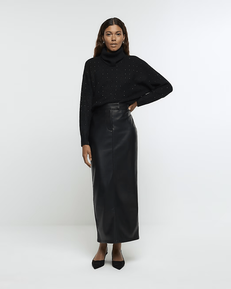 river-island-black-faux-leather-tailored-midi-skirt