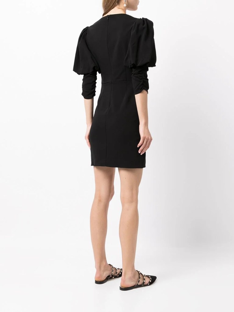 Self Portrait Puff sleeve ruched mini dress back view