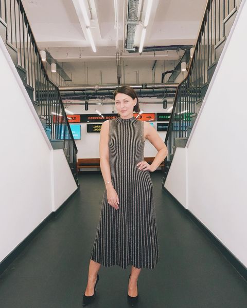 where to get all Emma Willia This Morning outfits black and gold metallic rib fit and flare midi dress 27 December 2023 Photo Beki Griffiths