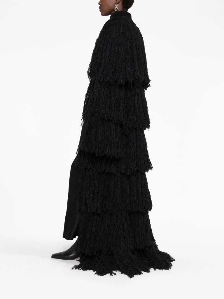Saint Laurent Fringed Long Coat back view