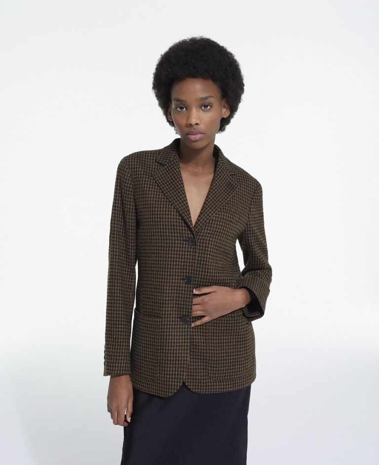 The Kooples Wool Jacket with Houndstooth Motif