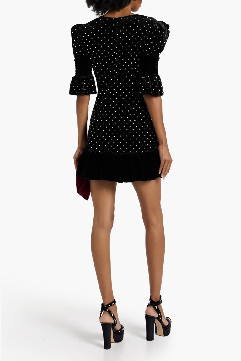 The Vampires Wife Crystal-embellished velvet mini dress back view