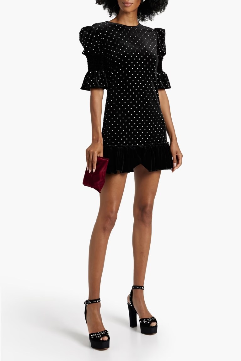 The Vampires Wife Crystal-embellished velvet mini dress