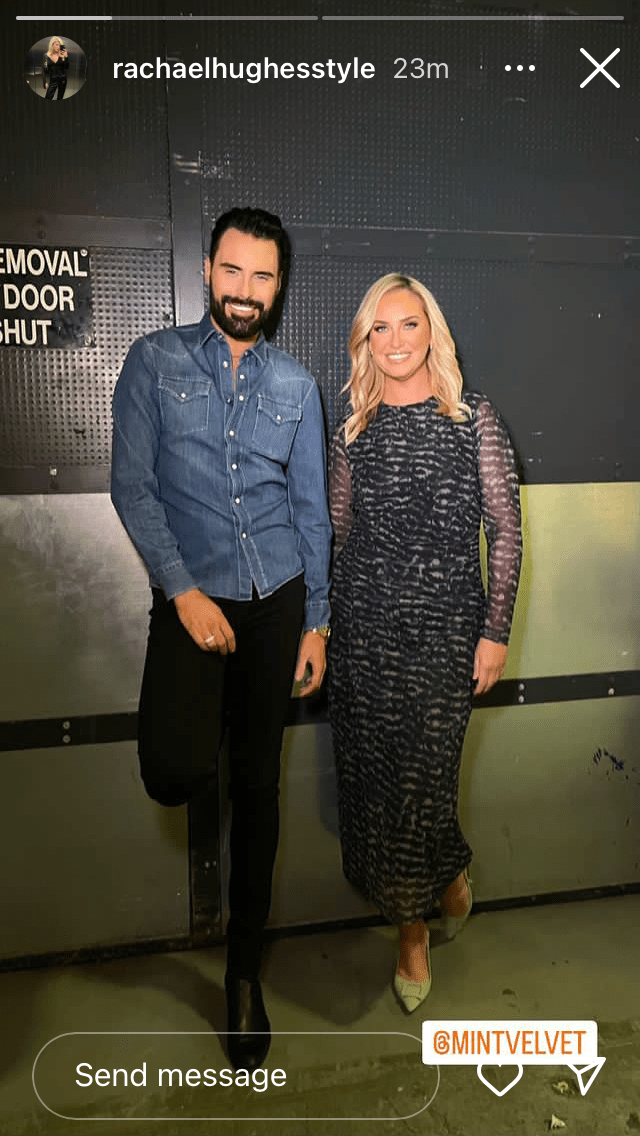 where to get all Josie Gibson This Morning outfits navy sripe print midi dress 3 January 2024 Photo Rachael hughes