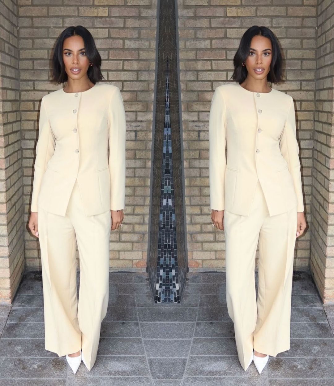 where to get all Rochelle Humes This Morning outfits lemon yellow blazer and trouser suit 30 January 2024 Photo Amber Jackson