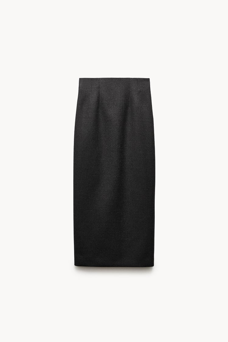 Zara ZW Collection Draped Wool Blend Pencil Skirt